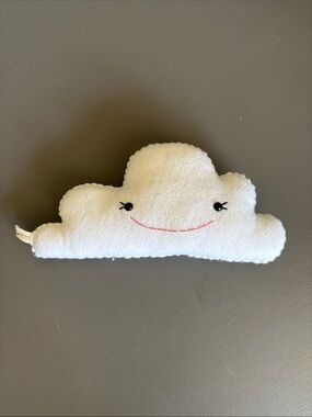 Plush Cloud Toy with Embroidered Face - White